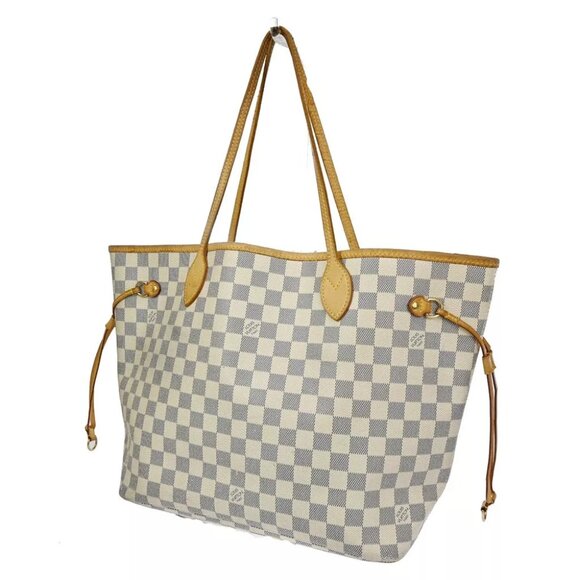 LOUIS VUITTON Neverfull MM Shoulder Tote Bag Damier Azur Leather - Picture 1 of 16